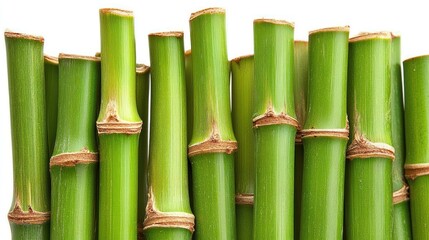 Obraz premium A captivating close-up showcasing the vibrant green stalks of a fresh bamboo forest