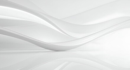 Fototapeta premium A clean and elegant abstract background featuring smooth, flowing white curves that create a sense of gentle movement and subtle three-dimensionality.