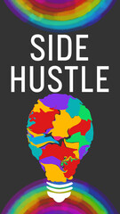 Side Hustle Bulb Colorful Dark Circular Vertical Text 