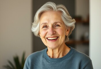 Joyful elderly woman with a warm smile