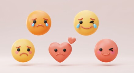 Obraz premium Animated Faces: Expressive 3D Render of Varied Emotions.