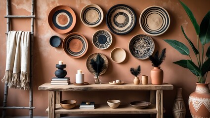 Bohemian Wall Decor Woven Baskets, Earthy Tones, and Natural Textures