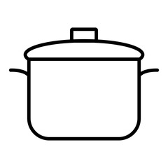 Illustration showing a black icon of a saucepan with a lid, isolated on a white background