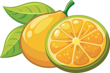 A vibrant vector art illustration of a fresh Ugli fruit, showcasing its unique bumpy texture, bright color, and tropical charm.