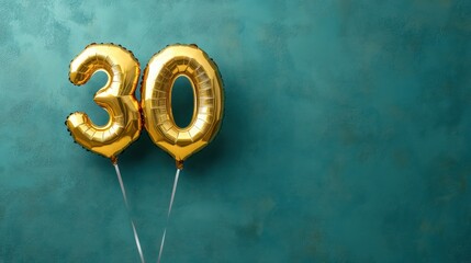 Radiant Thirtieth Birthday Celebration: Golden Balloons Against a Textured Backdrop