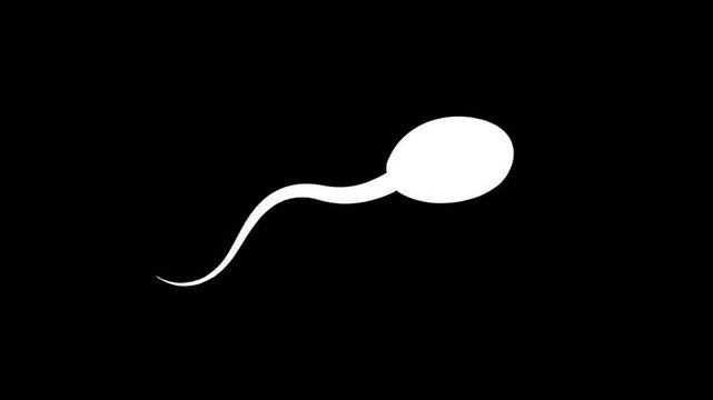 White sperm cell silhouette on black background