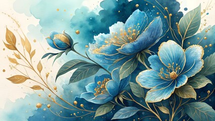tropical flowers are painted with a watercolor