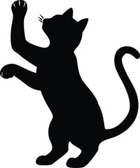A cat standing and joyful moments black silhouette vector design