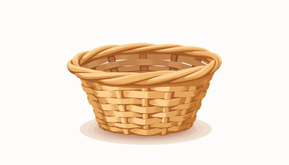 Natural wicker basket illustration, minimalist design concept