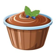 Chocolate Pudding Cup Dessert - Vector Illustration