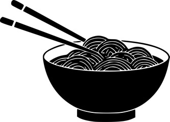 set of vector noodles, noodles bowl silhouette

