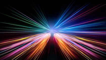 Fototapeta premium motion blur background colorful light trails with motion effect illustration of high speed light effect on black background generative ai