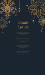 Fototapeta premium Luxury Ramadan Vector Background Design with Golden Lanterns and Intricate Patterns