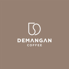 Letter D and coffee bean for coffee shop logo design