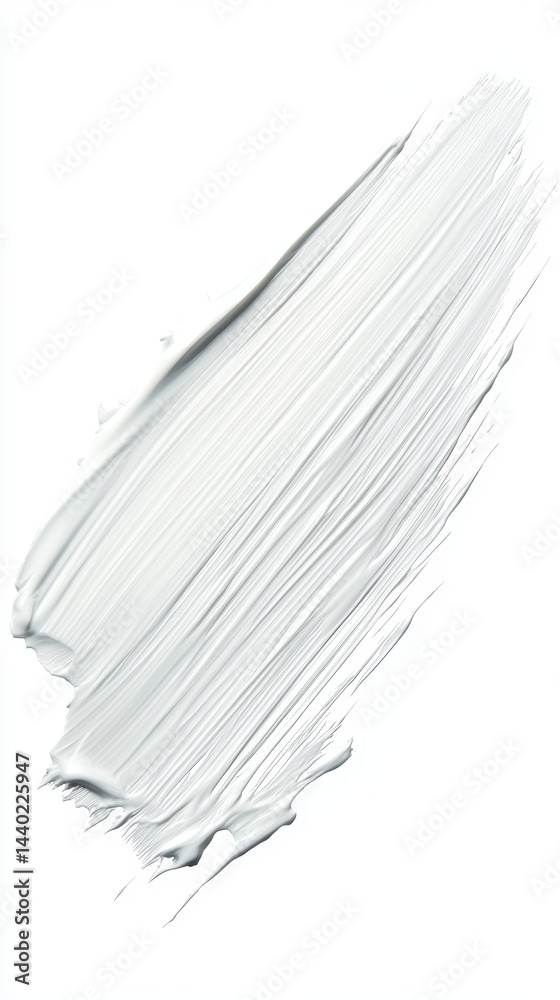 Poster abstract impressionistic paint texture of smooth silver acrylic swirls on clean white canvas surface