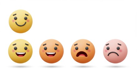 Naklejka premium Emotional Progression: Yellow Spheres Displaying Happiness Fading to Sadness.