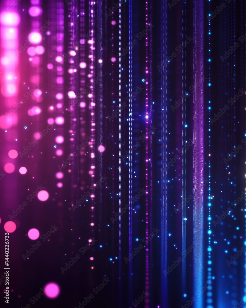 Aufkleber Abstract vertical shimmering lines of bokeh glitters in vivid purple and blue hues creating a dreamy ambiance
