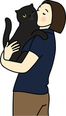 A vector of two Cat and owner, Me and my kitten black  cat