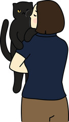 Cat people Pet and Owner kitten Black cat Cute animal, cute lady