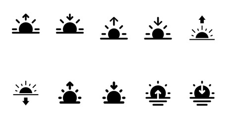 vector illustration of a set of sunset and sunrise