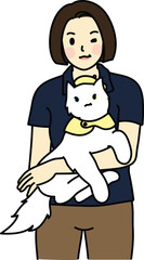 A vector of two Cat and owner, Me and my kitten white cat