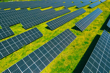 Alternative power source to saving environment.Solar panels park generating green energy electric.Green energy reduce carbon emissions and makes earth cleaner and more ecological.	

