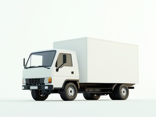 Obraz premium Sleek White Delivery Truck Against a Clean Background Emphasizing Modern Logistics and Urban Transportation