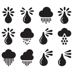 Spray icons set. Simple Vector Black silhouettes fluid spray cloud symbols. with white background