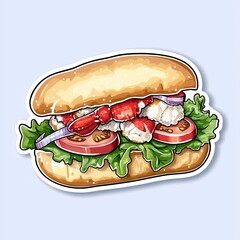 Pixel Art Lobster Roll Sandwich Illustration