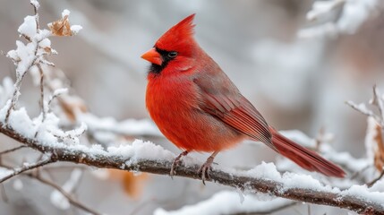 Cardinal in Winter Snow
