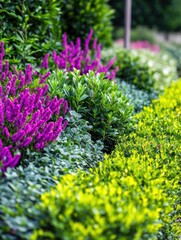 Obraz premium Vivid purple salvia blooms among lush green foliage creating a vibrant nature scene with blurred background