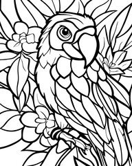 Naklejka premium Macaw Parrot Coloring Page.
