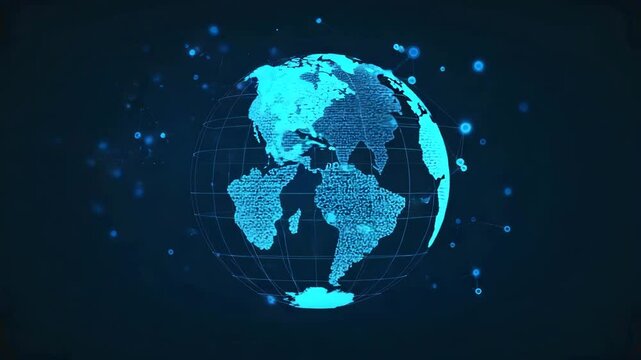 Technology style of rotate earth hologram 3D digital 