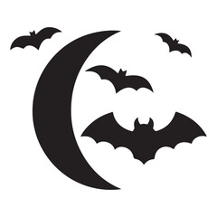 Halloween bat silhouette, minimalist vector 
