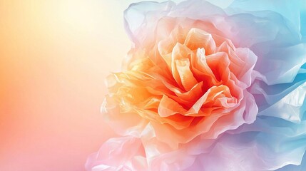   A zoomed-in picture of a blossom against a multi-colored backdrop, with the middle part of the flower blurred