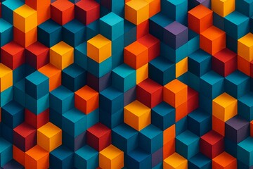 Obraz premium Geometric 3d cube pattern with artistic abstract design in high resolution for digital wallpapers, modern website banners, creative social media visuals, and vibrant marketing backdrops