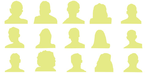 Set man and woman head icon silhouette. Male and female avatar profile sign, face silhouette logo stock vector