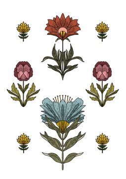 set of vintage flowers