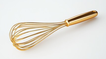 Gold whisk on white background