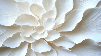   White flower with numerous petals in sharp focus at the middle, surrounded by more petals
