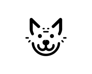Line art black and white dog