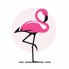 Vector flat flamingo silhouette isolated on white background