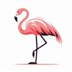 Vector flat flamingo silhouette isolated on white background