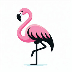 Vector flat flamingo silhouette isolated on white background