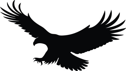 Soaring Eagle Silhouette Vector – Majestic Bird with Spread Wings in Minimalist Black and White