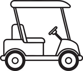 golf cart line art, black outline, vector and illustration, coloring book page line art drawing