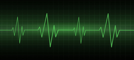 Naklejka premium Green heart beat monitor with signal. Heart cardiogram. Vector stock