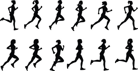Runner Silhouettes Dynamic Athletic Poses in Minimalist Black and White Motion Sequence