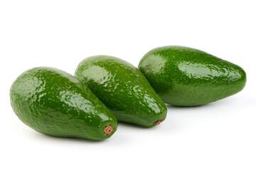 Fresh Ripe Avocados Isolated on White Background.