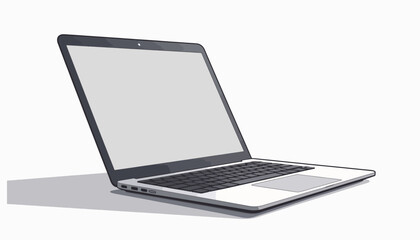 Sleek laptop illustration on a simple table, minimalistic design